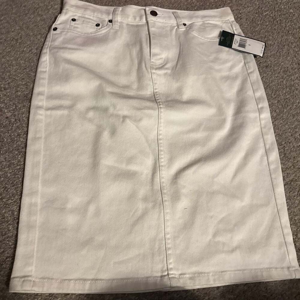 Lauren Jeans Co. Ralph Lauren Women's White Denim Pencil Skirt
